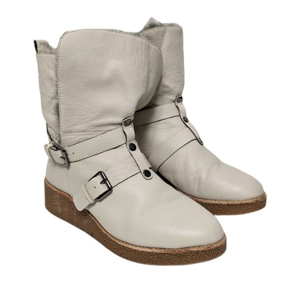 REBECCA MINKOFF Perry Leather Fur Lined Foldover Buckle Boots 8.5 - Picture 11 of 11